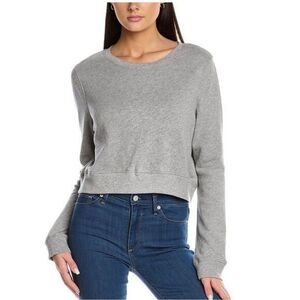 Goldie Lewinter Gray Cropped Crewneck Sweatshirt Women’s Large 100% Cotton